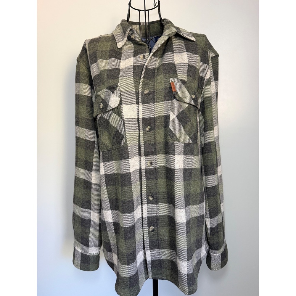 Chaps Womens Green Plaid Flannel Button Down Shirt Long Sleeve Small